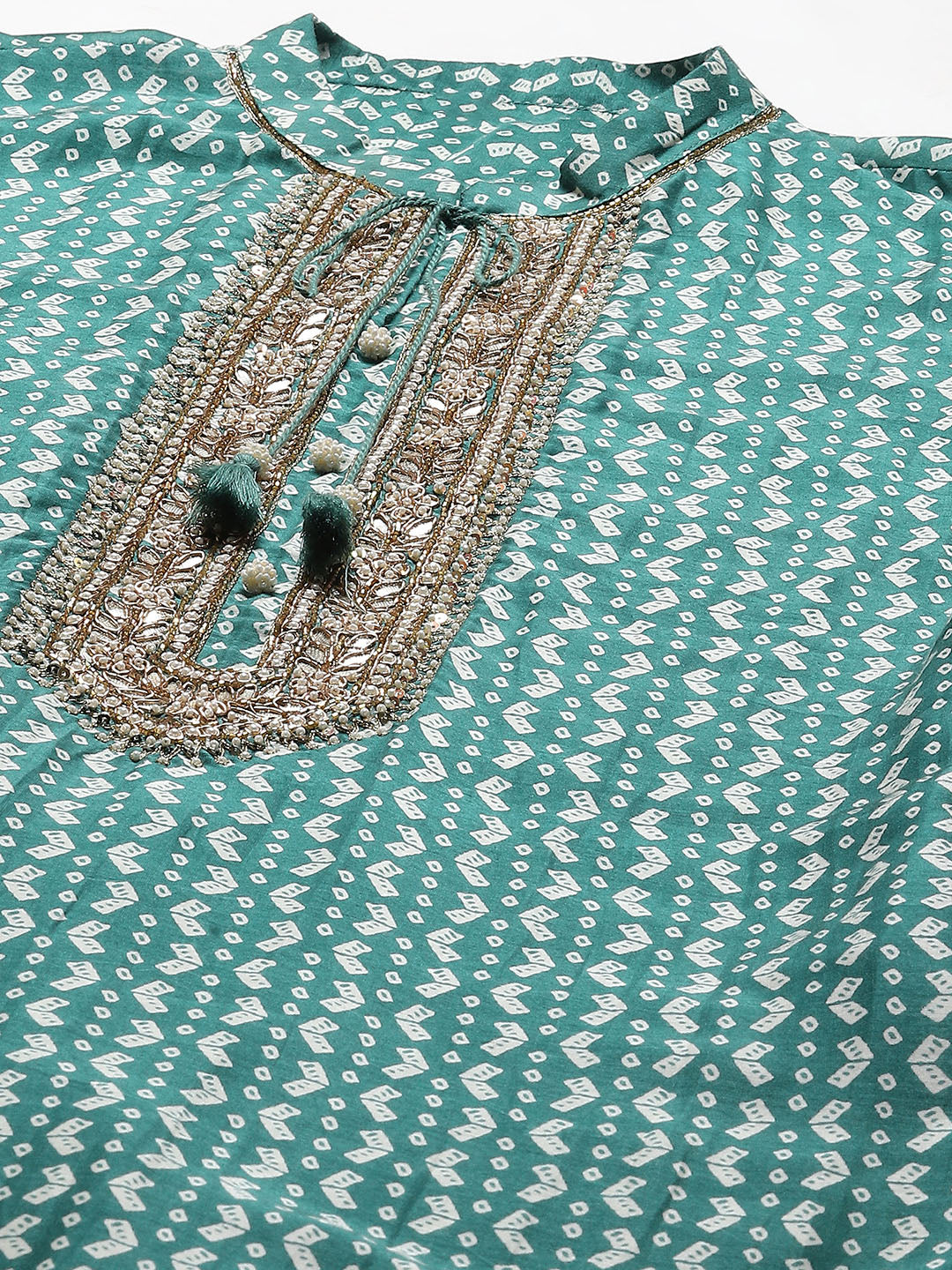 Printed With Yoke Embroidered Muslin Kurta