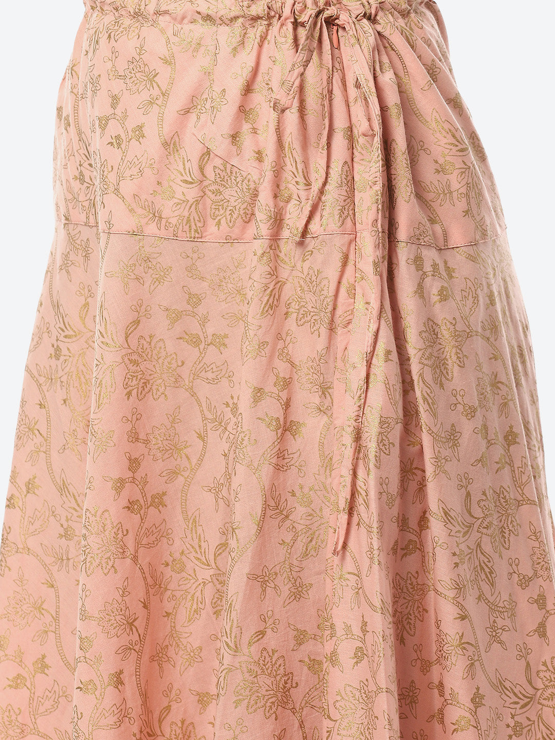 Printed Chanderi Kurta With Skirt &amp; Jacket