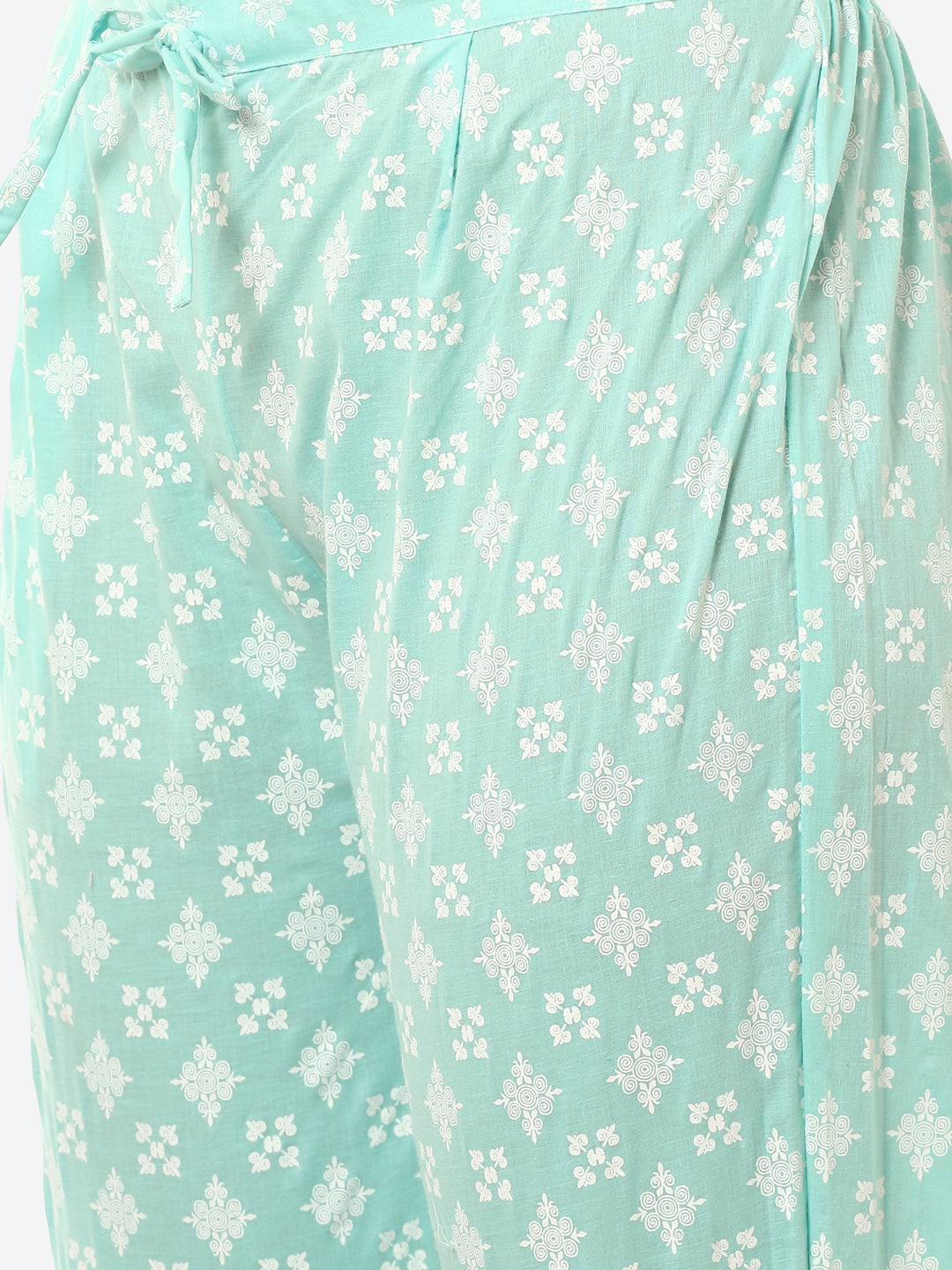 Zari Embroidered Yoke Printed Cotton Kurta With Pant