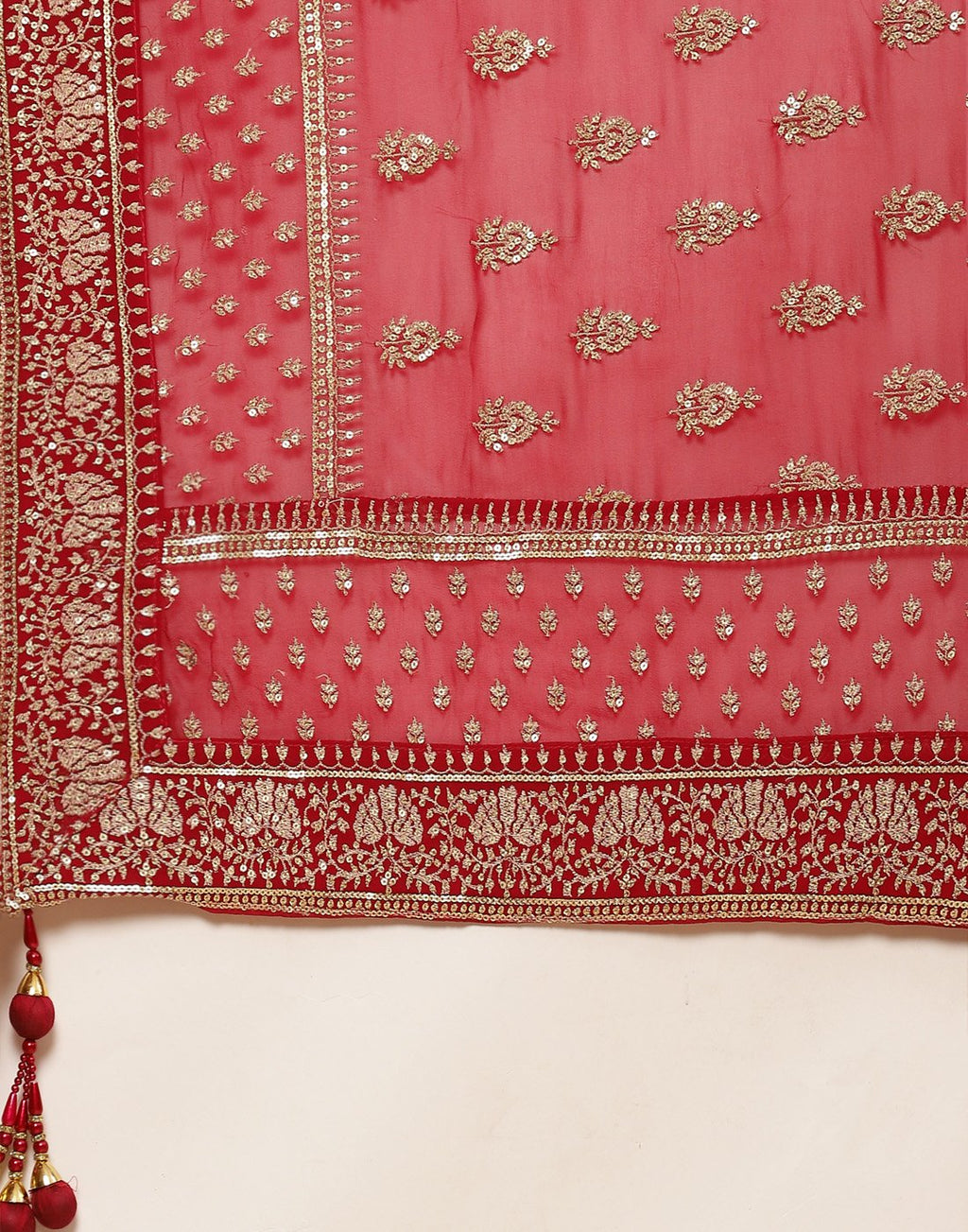 Embroidered Cotton Salwar Kameez Stitched Suit With Georgette Dupatta