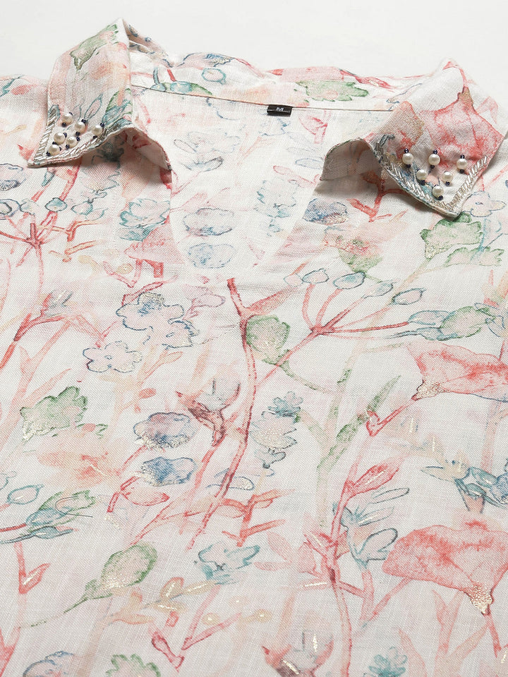 Floral Printed Muslin Kurta