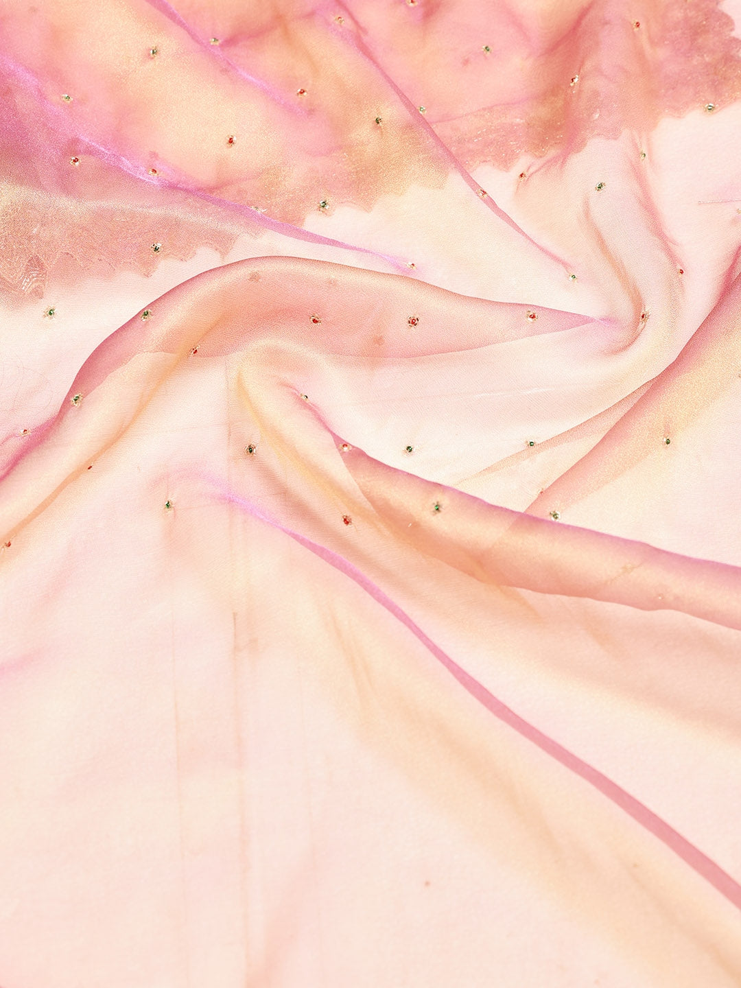 Cut Work &amp; Stone Embellished Tissue Saree