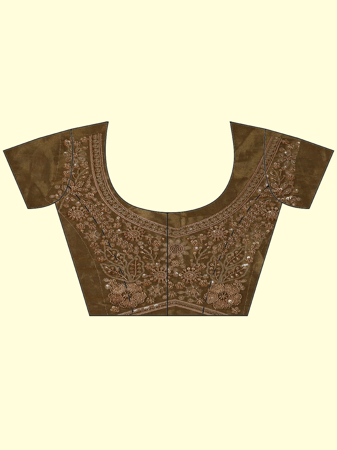Golden Sequin Embroidered Lehenga Choli with Net Dupatta