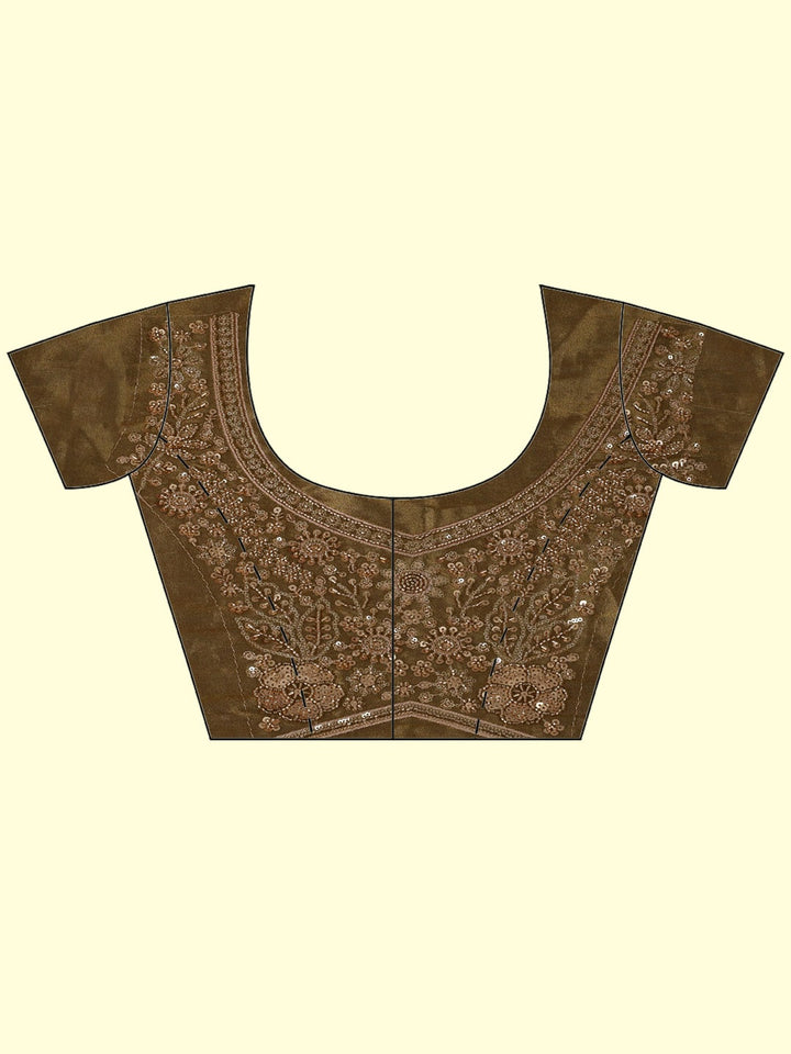 Golden Sequin Embroidered Lehenga Choli with Net Dupatta