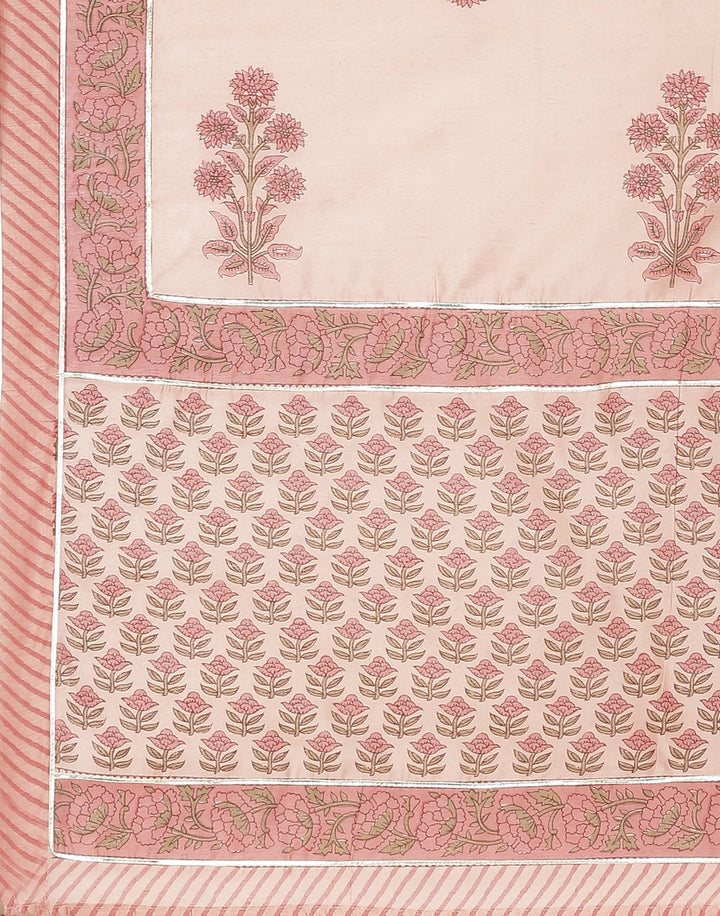 Peach and Firozee Cotton Chanderi Salwar Kameez