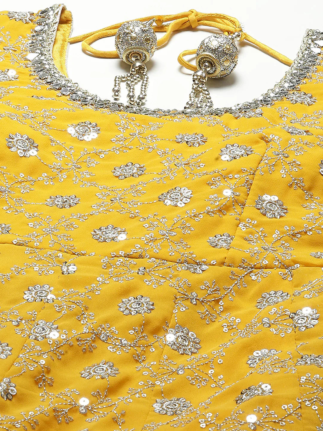 Sequin Embroidered Georgette Kurta With Dupatta