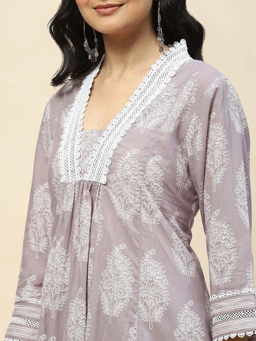 Printed Cotton Kurta With Pants