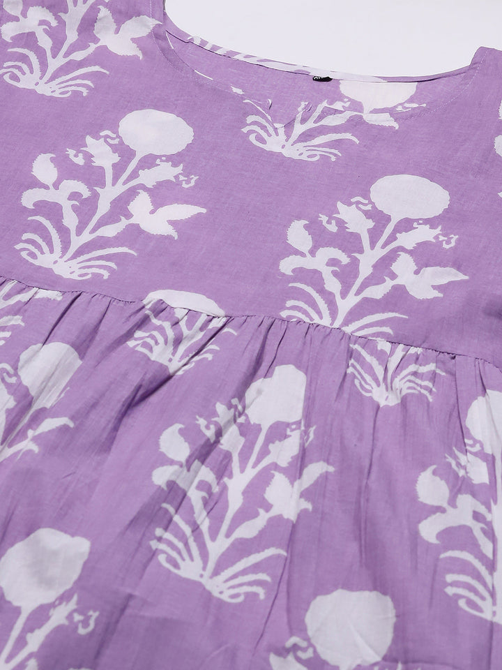 Neck Printed Cotton Blend Kurta
