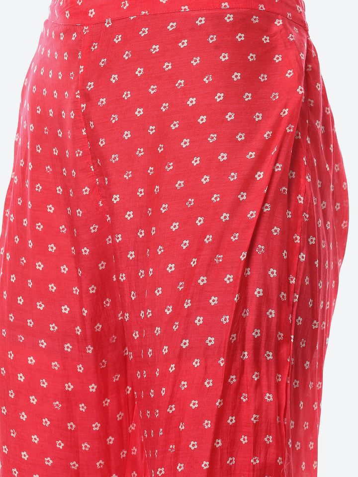 Floral Printed Muslin Kurti With Pant &amp; Jacket