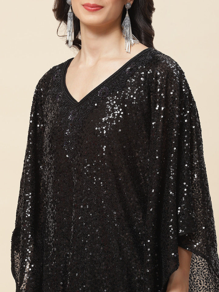 Sequin Embroidered Georgette Kurta With Pants
