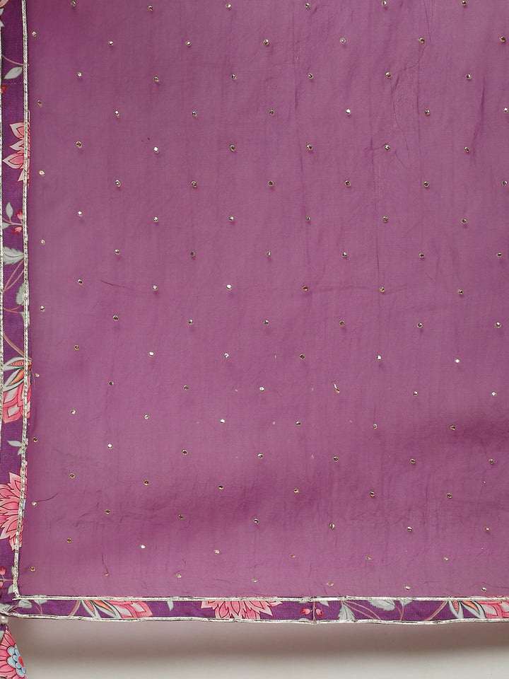 Floral Digital Printed Chanderi Kurta With Garara &amp; Dupatta
