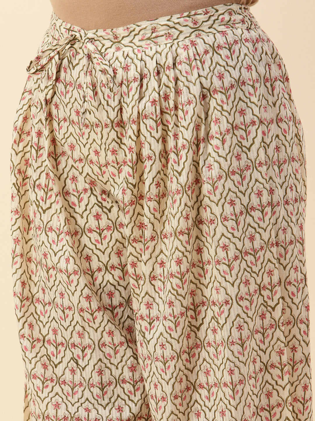 Printed Cotton Kurta With Pants &amp; Dupatta