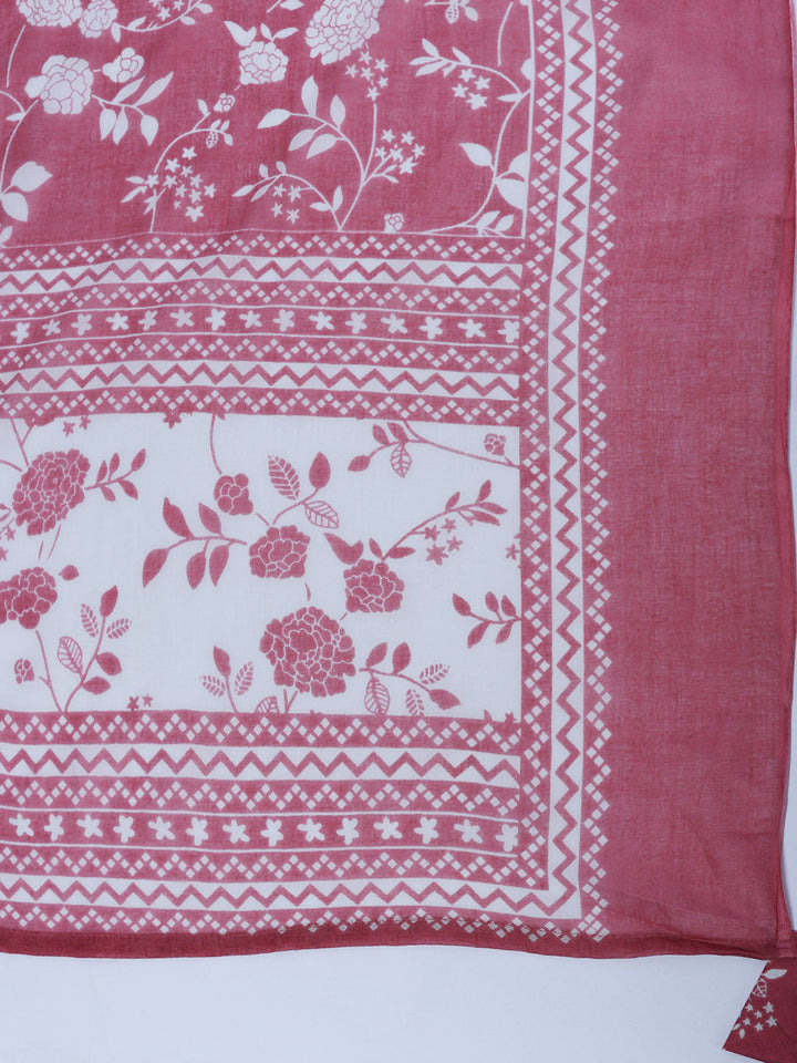 Printed Cotton Blend Kurta With Pant &amp; Dupatta