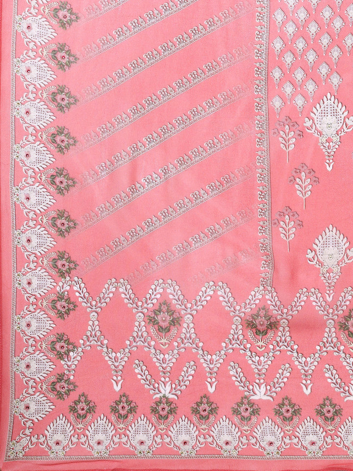 Digital Printed Crepe Kurta With Palazzo &amp; Georgette Dupatta