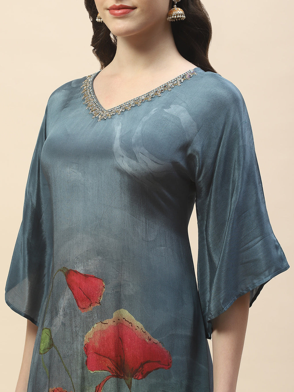 Printed Crepe Kurta With Pants