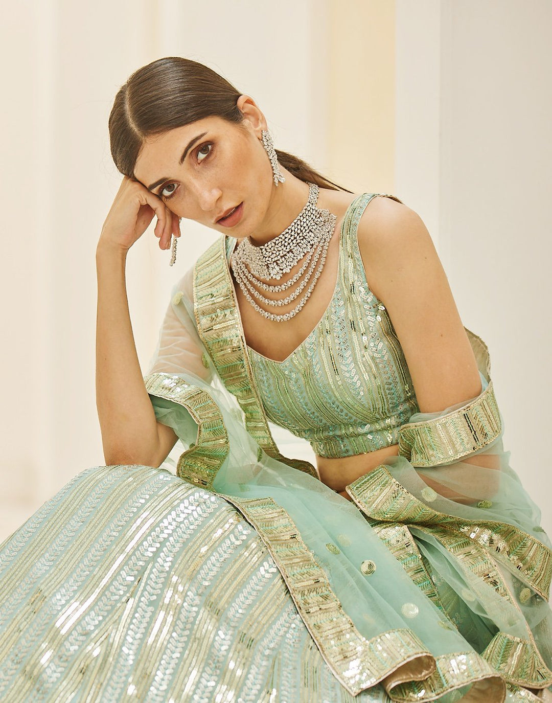 Sequence Embroidered Georgette Lehenga With Net Dupatta