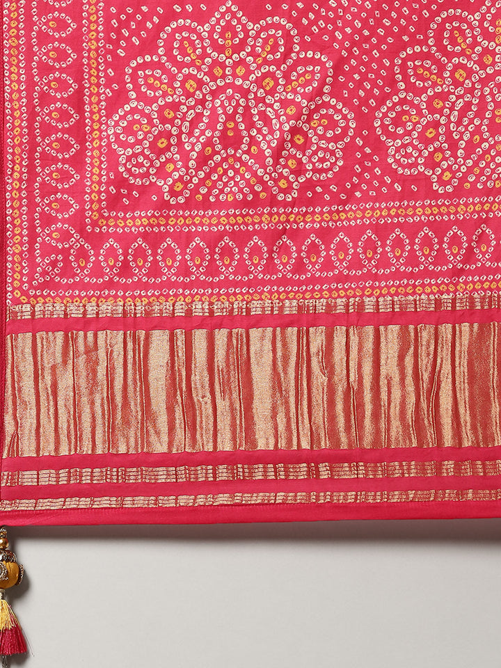 Bandhani Printed Lehenga Choli With Printed Dupatta