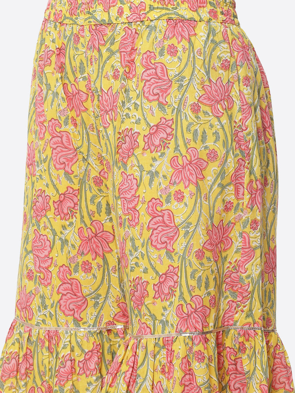 Leheriya Printed Gota Work Cotton Kurti With Sharara
