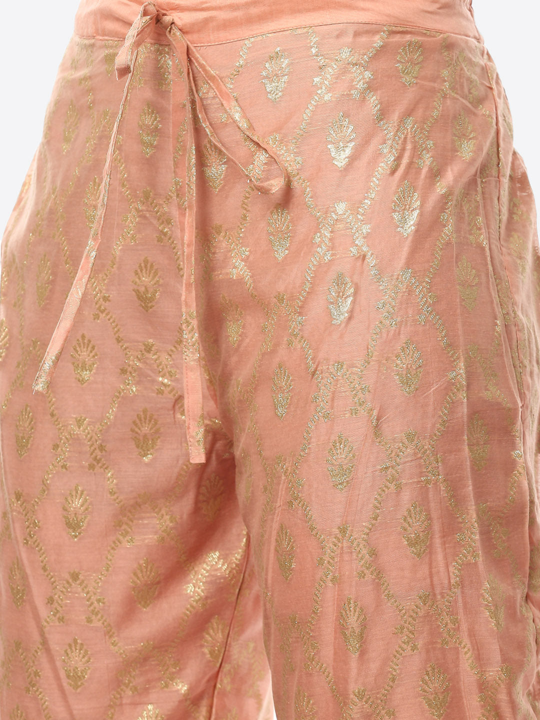 Embroidered Neck Chanderi Kurta With Palazzo