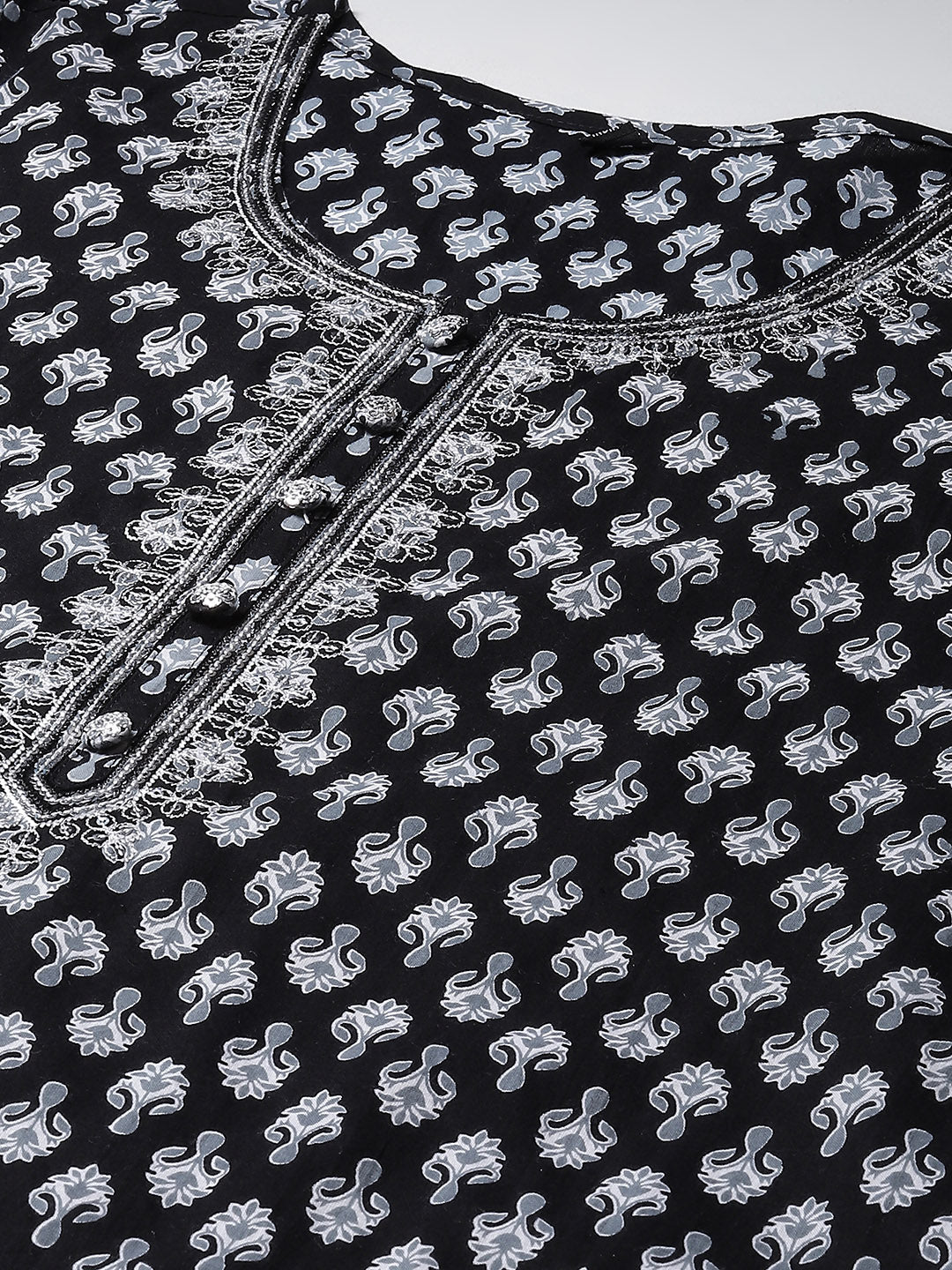Printed Cotton Kurta With Pants &amp; Dupatta