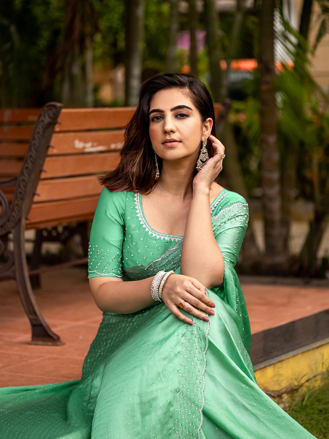 Embroidered Chiffon Saree