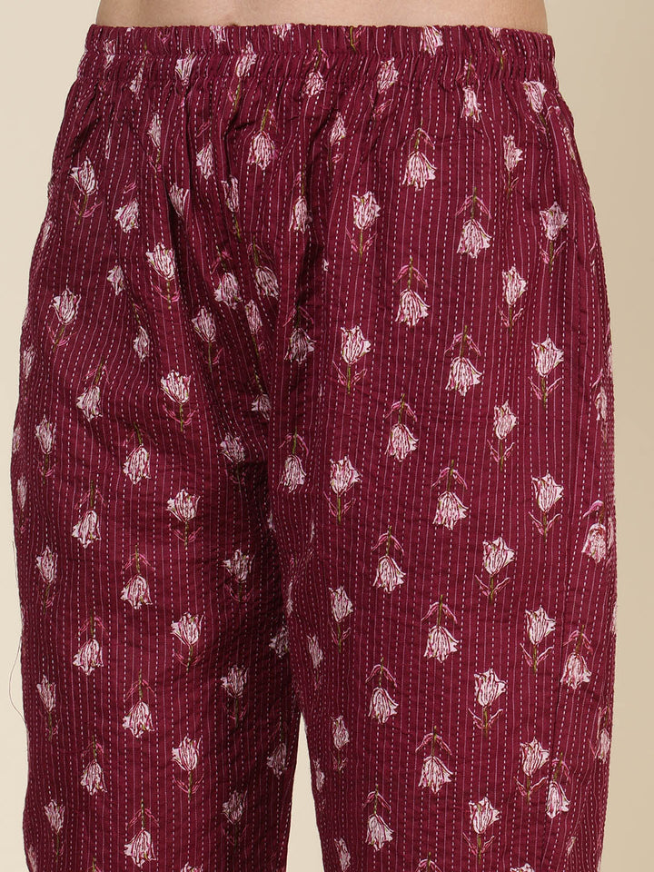 Printed Cotton Blend Kurta With Pants