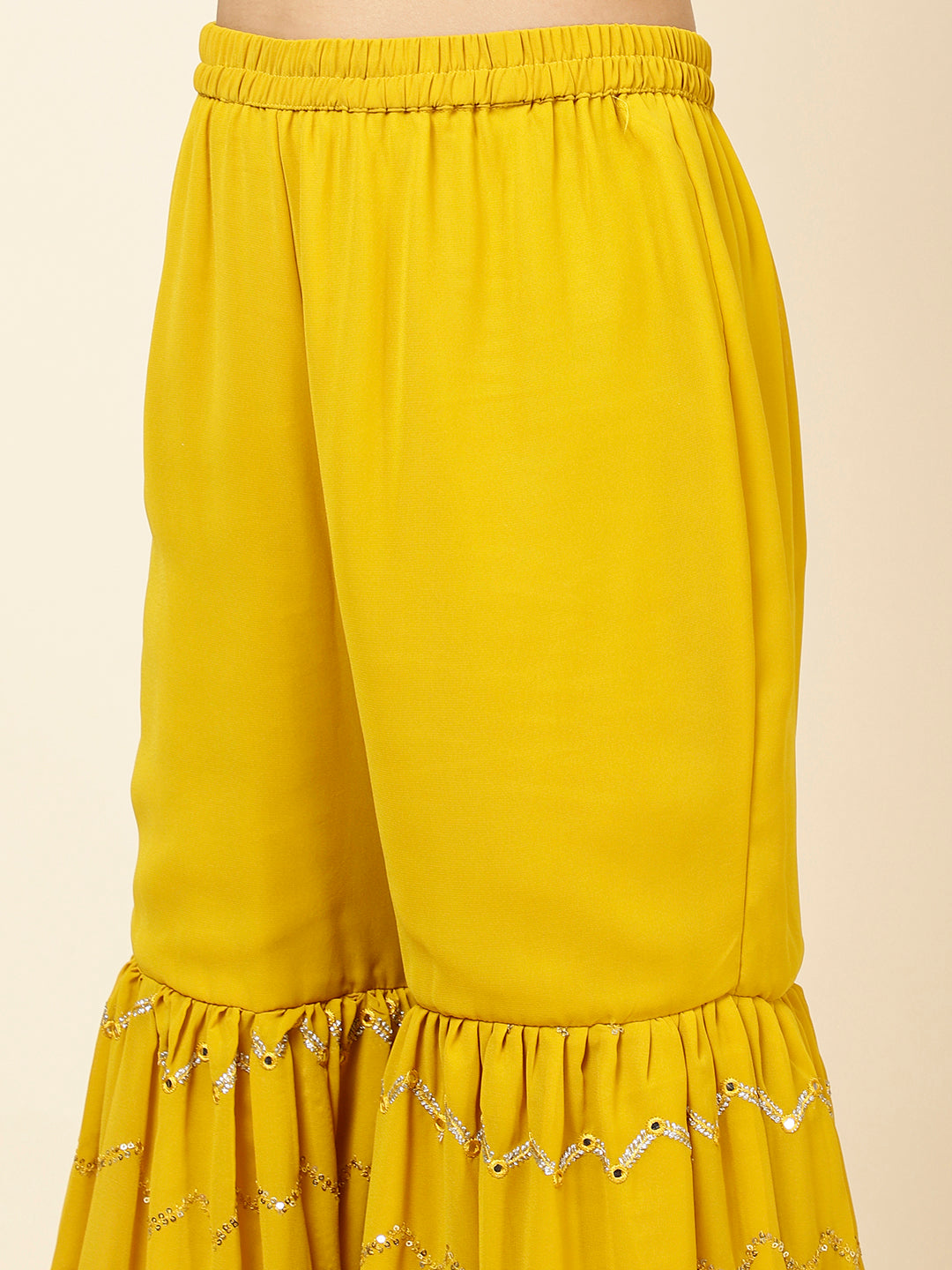 Embroidered Georgette Kurta With Garara &amp; Dupatta