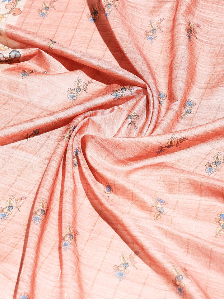 Floral Printed Tussar Silk Saree