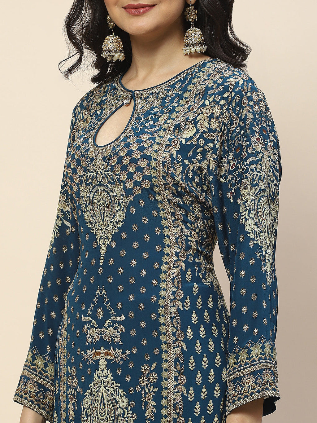 Digital Print Crepe Suit Set With Dupatta