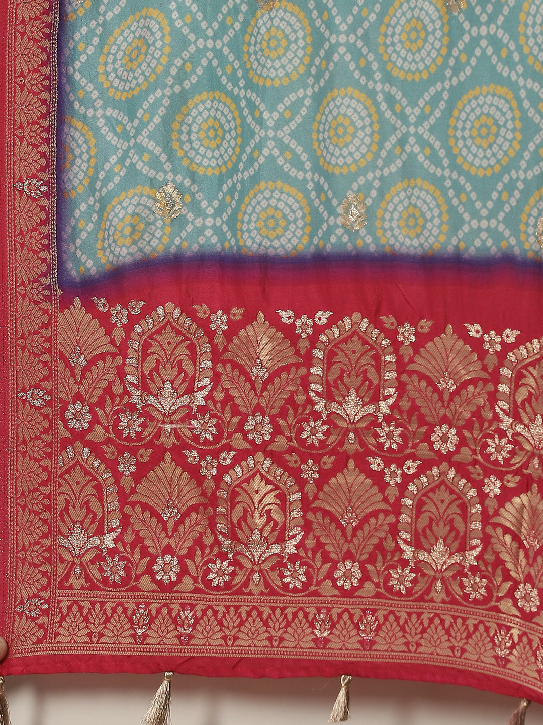 Zari Booti Cotton Kurta With Pants & Dupatta