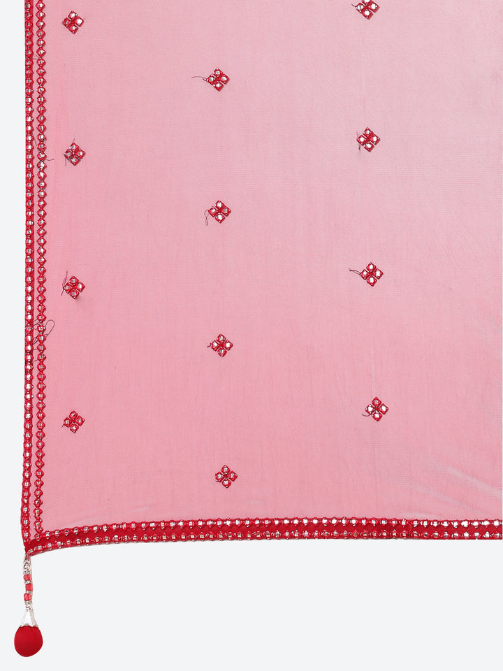 Mirror Work Georgette Choli With Laacha &amp; Net Dupatta