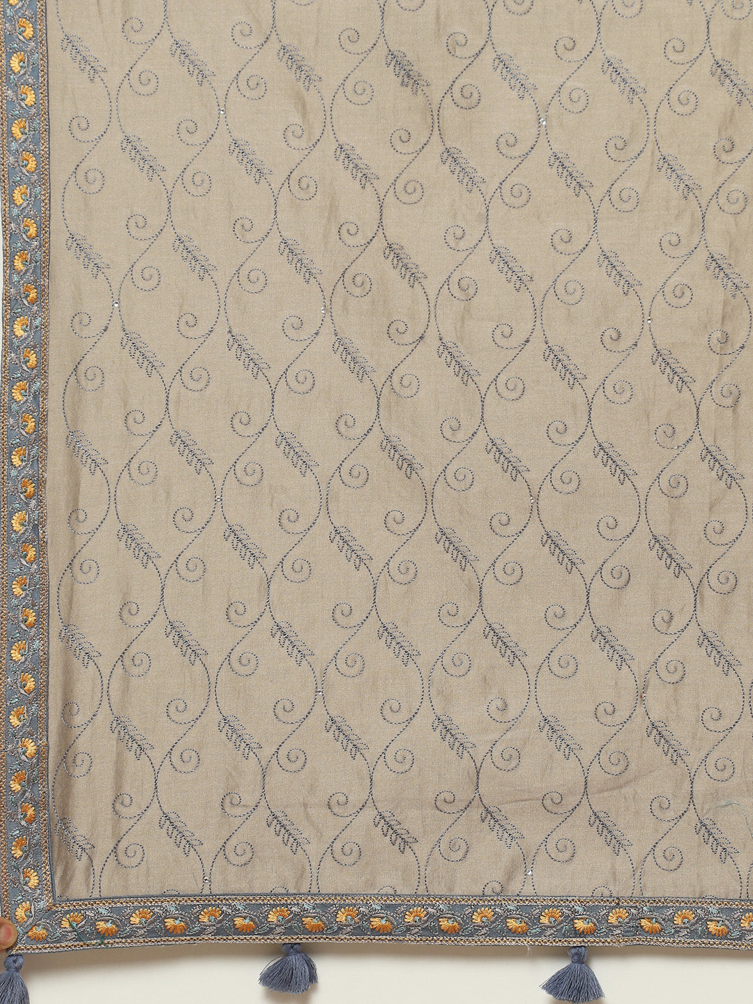 Resham Booti Cotton Kurta With Pant &amp; Dupatta