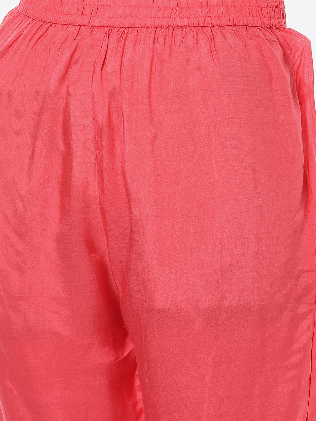 Mirror Work & Printed Muslin Kurta With Pant & Chiffon Dupatta