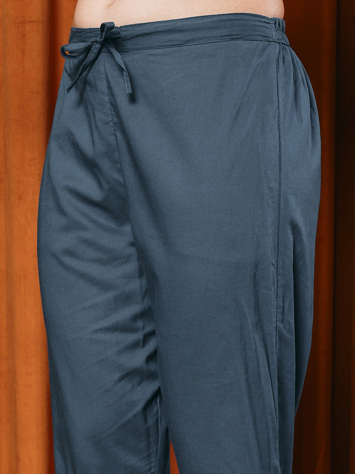 Printed Cotton Blend Kurta With Pants &amp; Dupatta