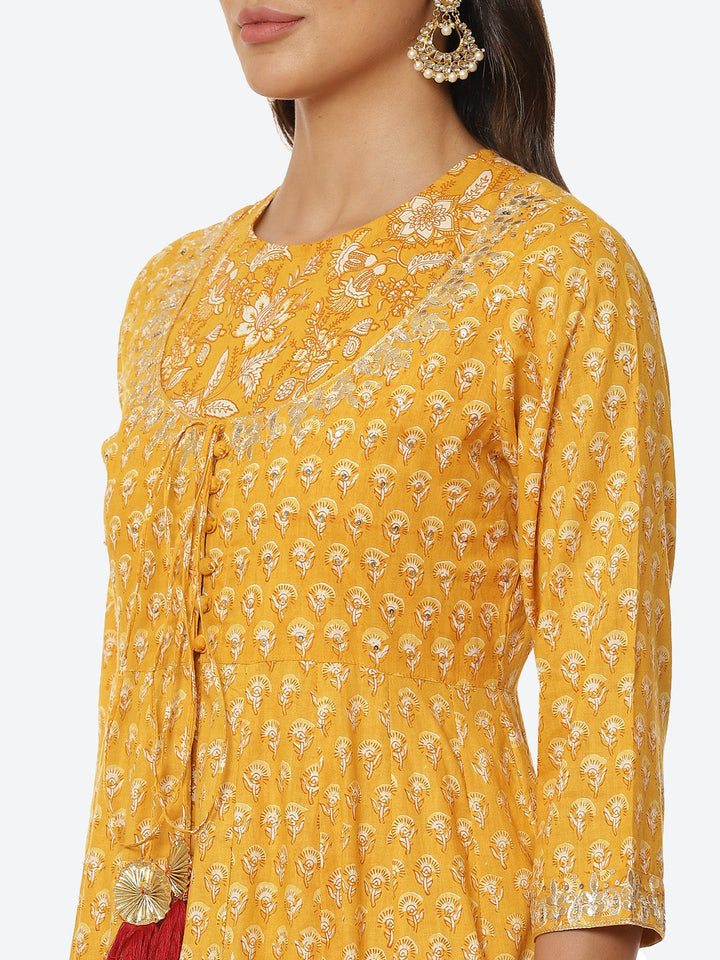 Printed Cotton Double Layered Anarkali Kurta