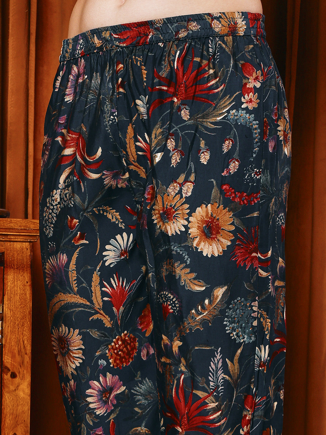 Printed Cotton Blend Kurta With Pants &amp; Dupatta