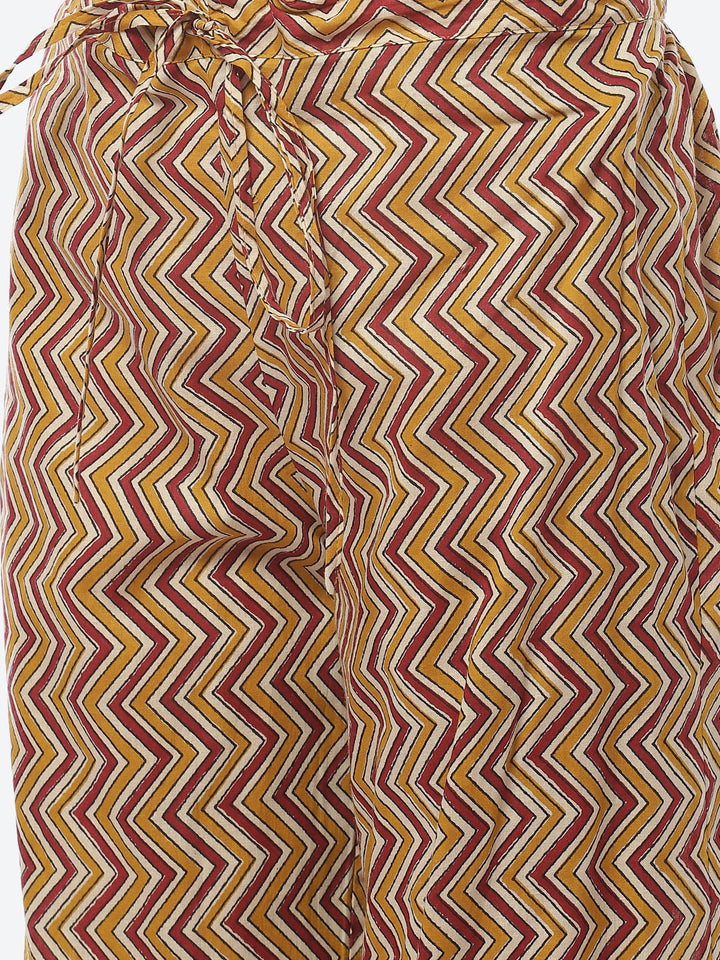 Printed Gota Work Cotton Kurti With Afghani Pant