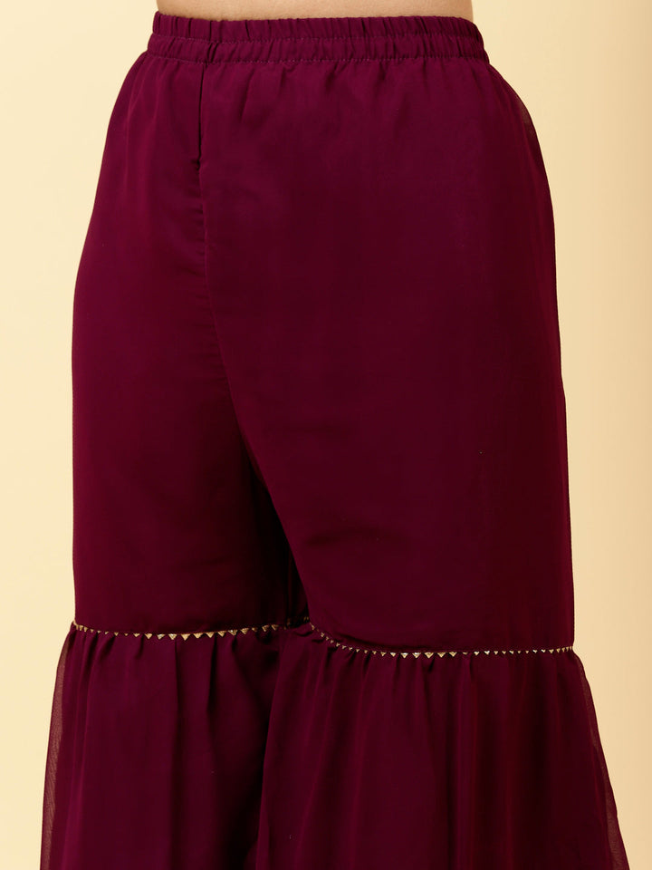Sequen Georgette Kurta With Garara &amp; Dupatta