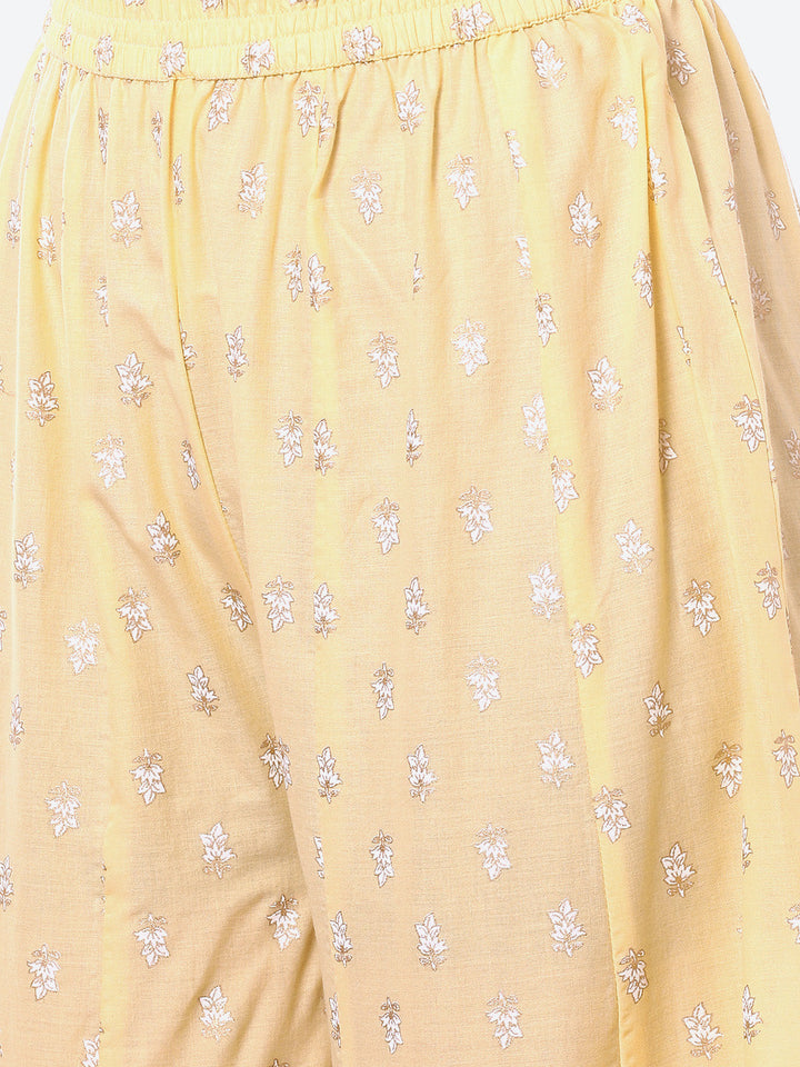 Resham Work Floral Cotton Anarkali With Palazzo