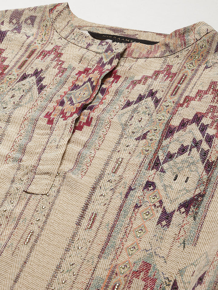 Printed Crepe Kurta With Pants