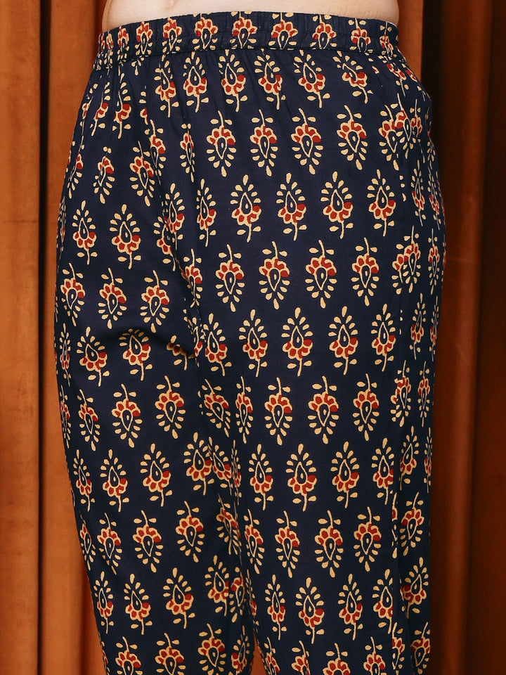 Printed Cotton Blend Kurta With Pants &amp; Dupatta