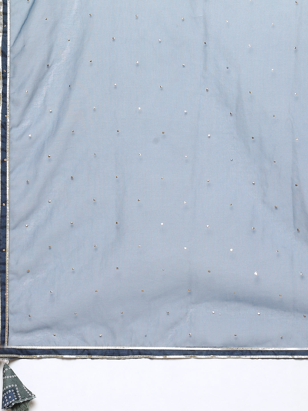 Printed Gota Neck Cotton Kurta With Pant & Dupatta
