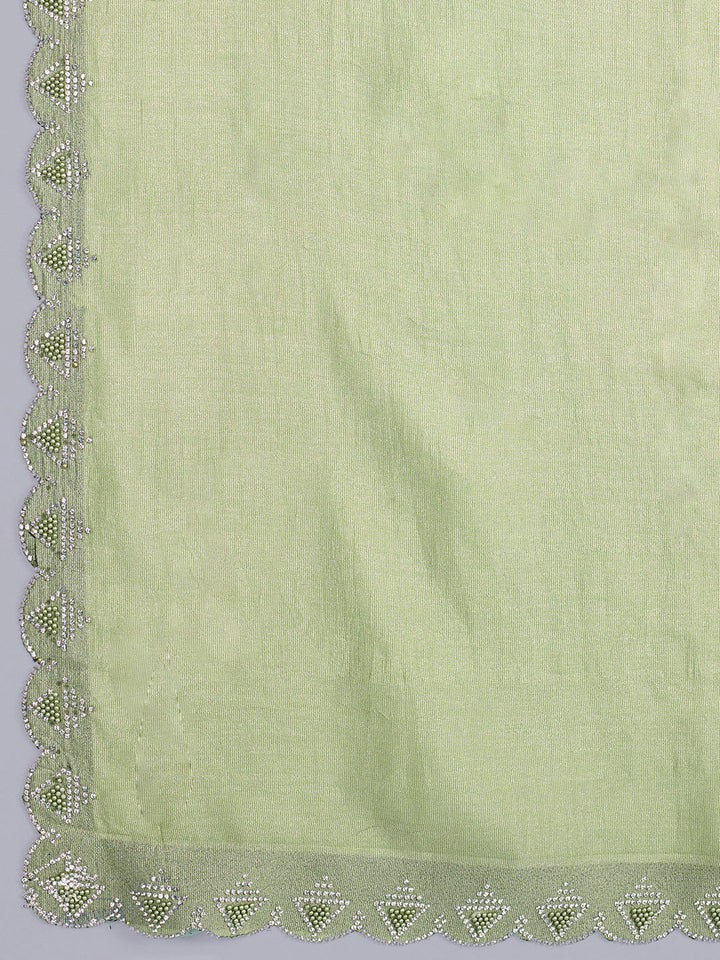Embroidered Chinon Saree