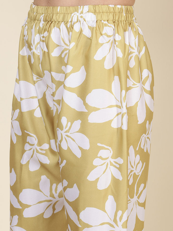 Printed Cotton Blend Kurta With Pants