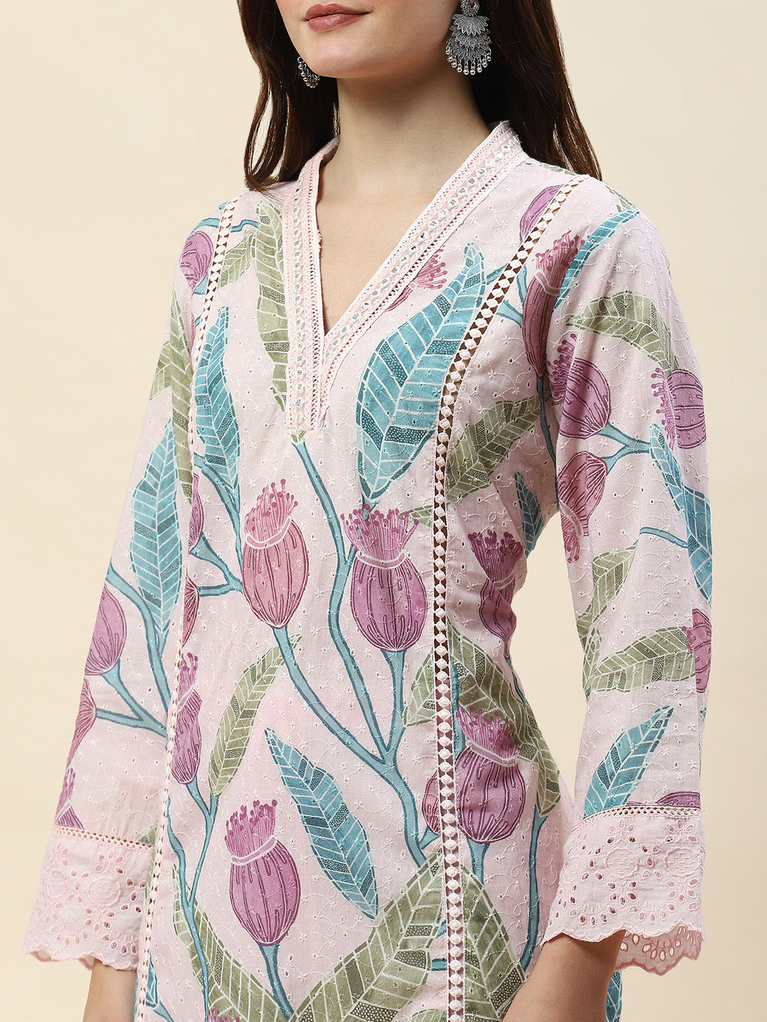 Neck Patti Printed Cotton Kurta Set