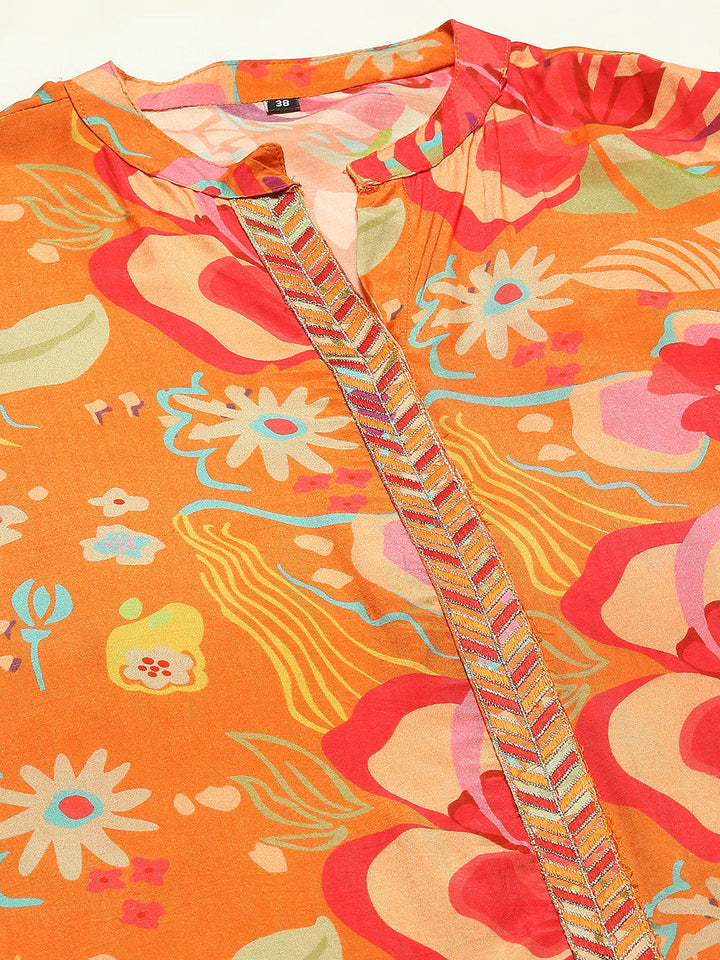 Floral Printed Muslin Kurta With Pants