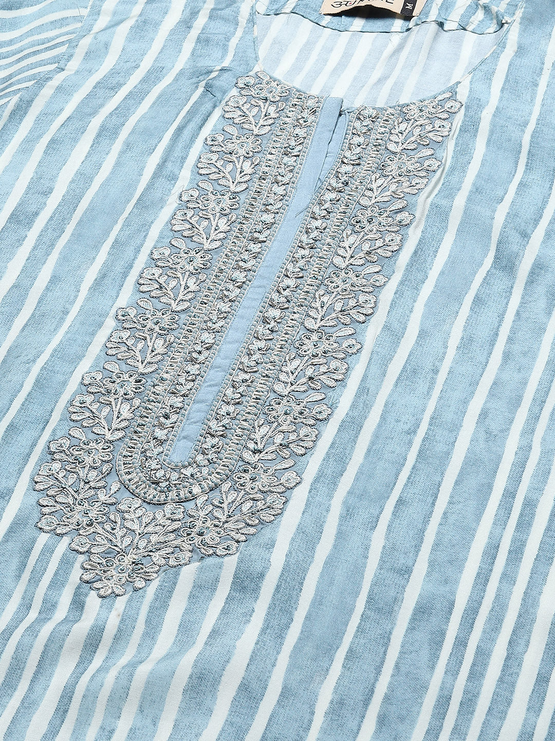 Neck Embroidered Printed Cotton Straight Kurta With Palazzo