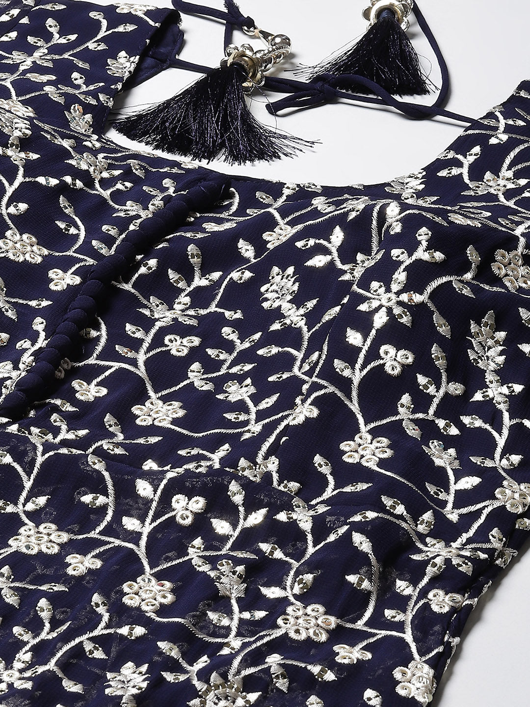 Embroidered Georgette Kurta With Palazzo &amp; Dupatta