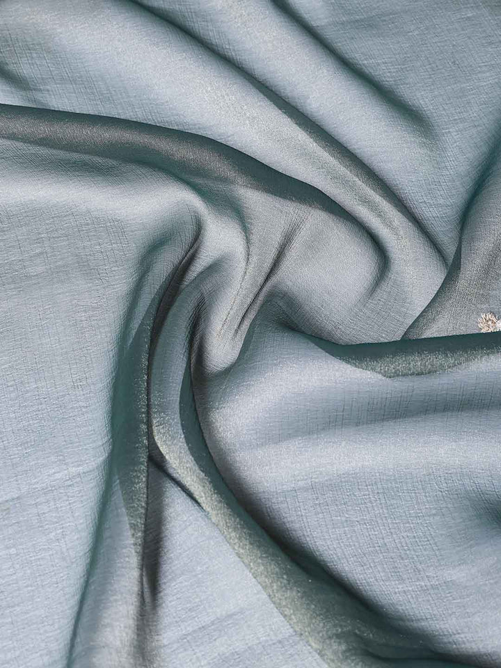 Sequin &amp; Pearl Embroidered Tissue Saree