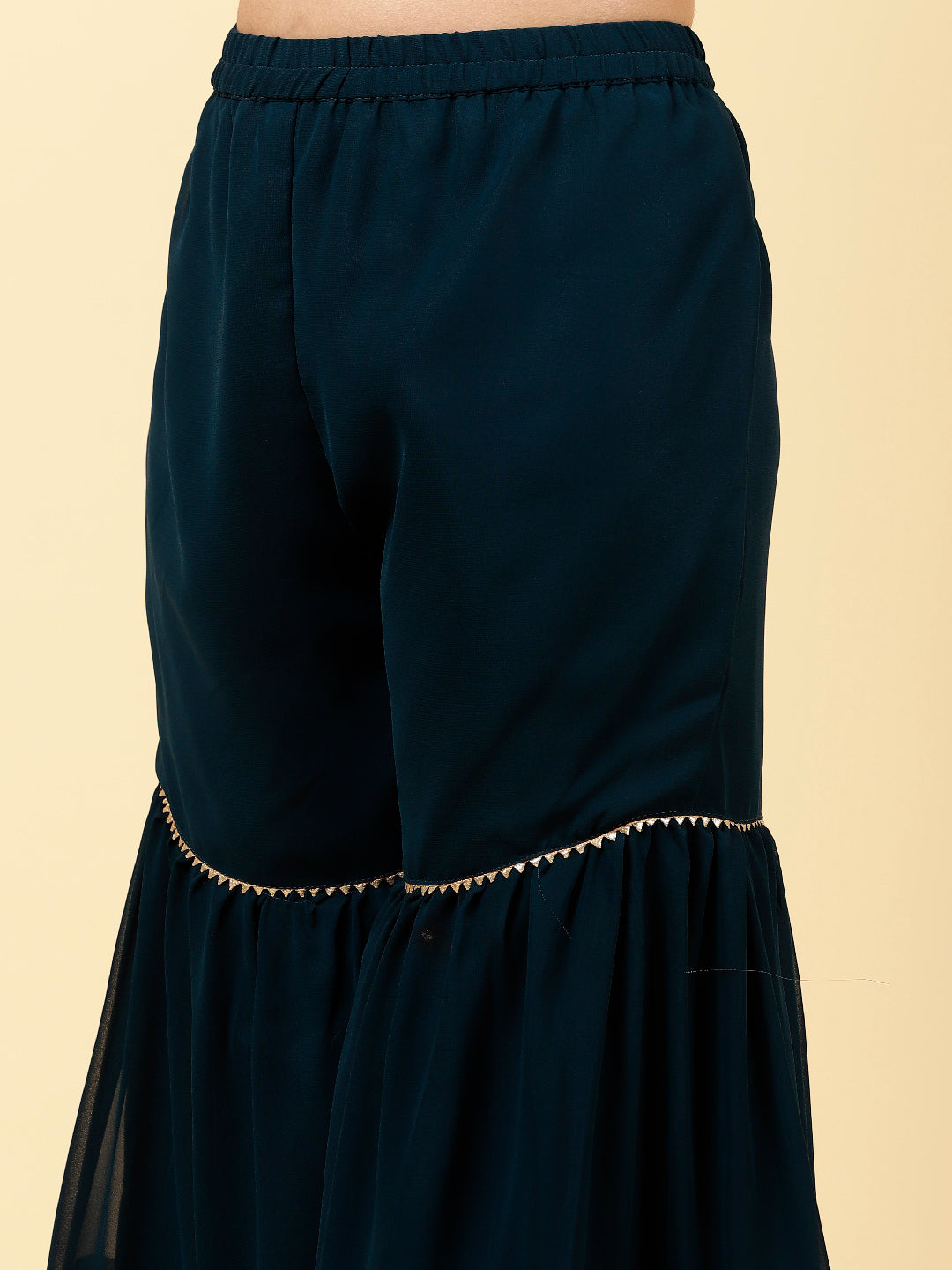 Sequin Embroidered Georgette Kurta With Garara &amp; Dupatta